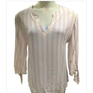 19) Michael Kor’s Women's Striped Blouse - Cream and Purple